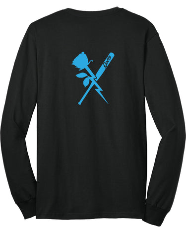 PDXFH BOLTS LS ROSE BASEBALL BLUE LOGO TEE