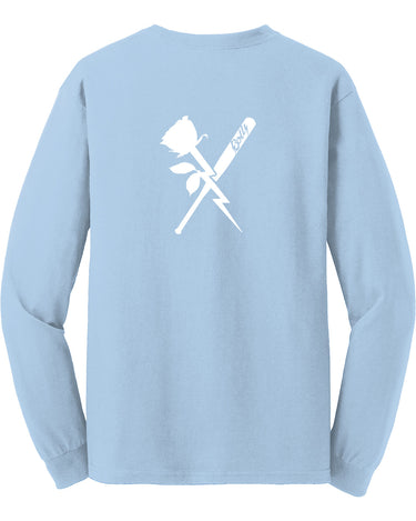 PDXFH BOLTS LS ROSE BASEBALL WHITE LOGO TEE