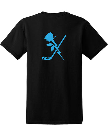 PDXFH BOLTS SS ROSE HOCKEY BLUE LOGO TEE