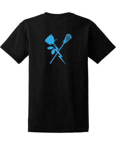 PDXFH BOLTS SS ROSE LACROSSE BLUE LOGO TEE