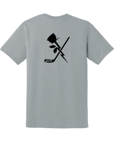 PDXFH BOLTS SS ROSE HOCKEY BLACK LOGO TEE